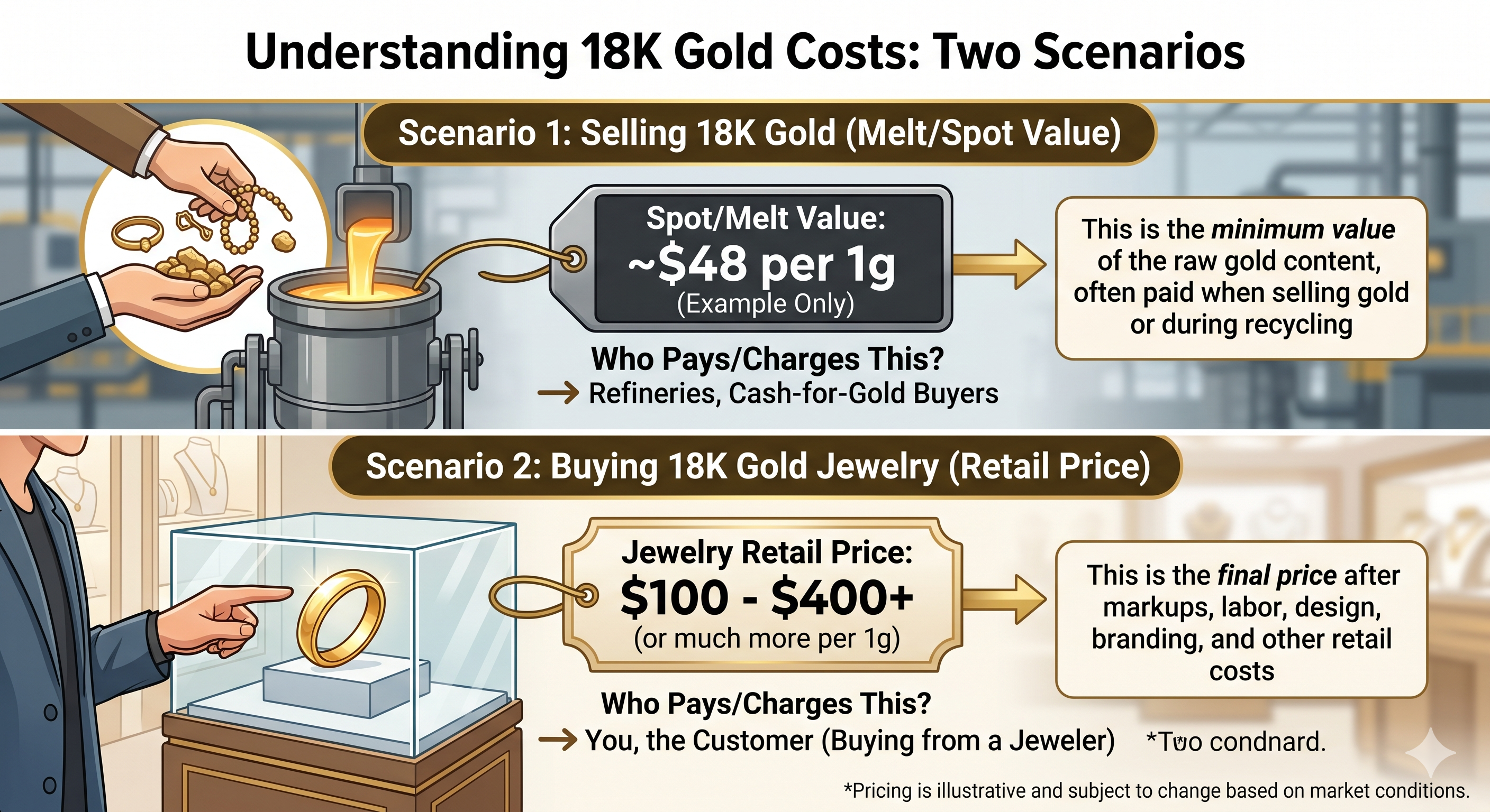 Gold Value vs. Jewelry Price